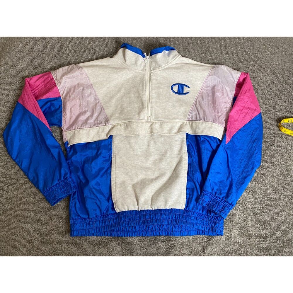 Champion Color Block 1/2 Zip Mixed Media Pullover